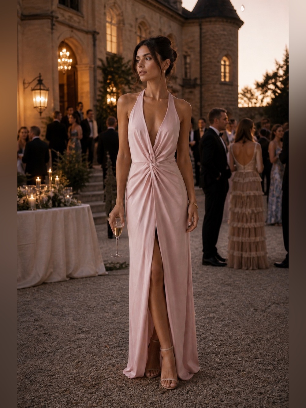 Lovers + Friends Champagne pink Gown Formal Event Minimal Chic Size tall M